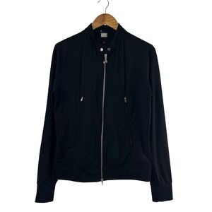 Deha Black Full Zip Track Jacket Made‎ in Italy Rhinestone Logo Mock Neck Large